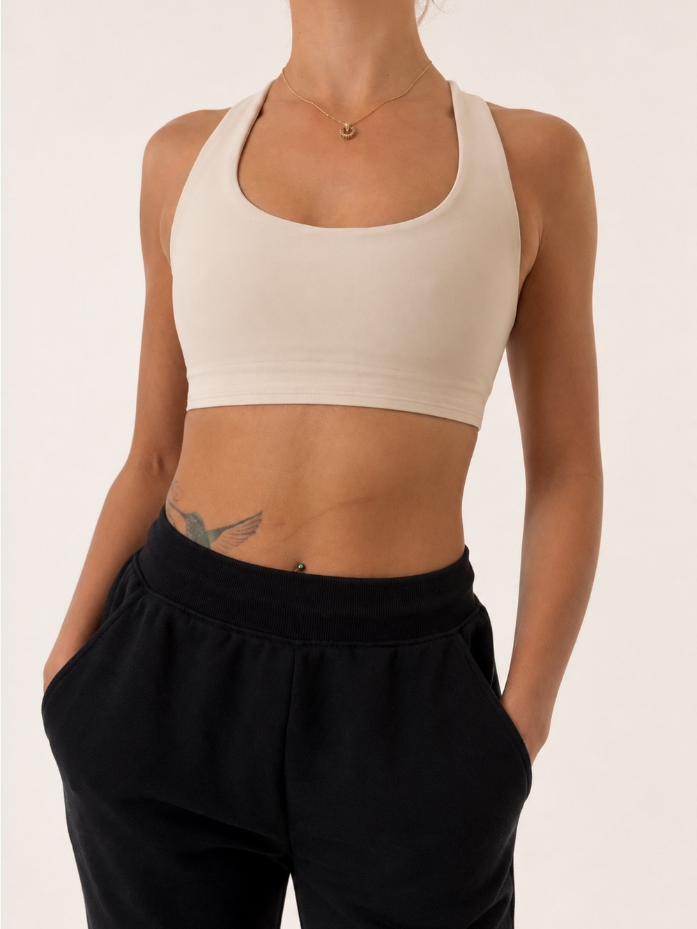 Alo Yoga Airlift Advantage Racerback Bra Macadamia Beige XS